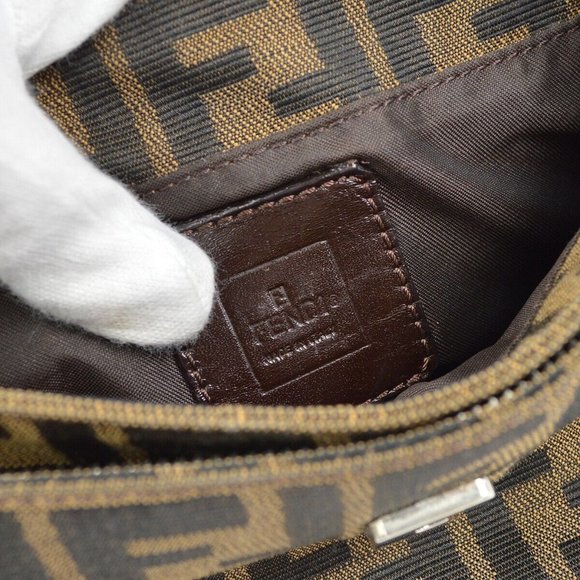 Authenticity Guaranteed FENDI Zucca Pattern Mini Handbag Brown Canvas - Picture 5 of 11